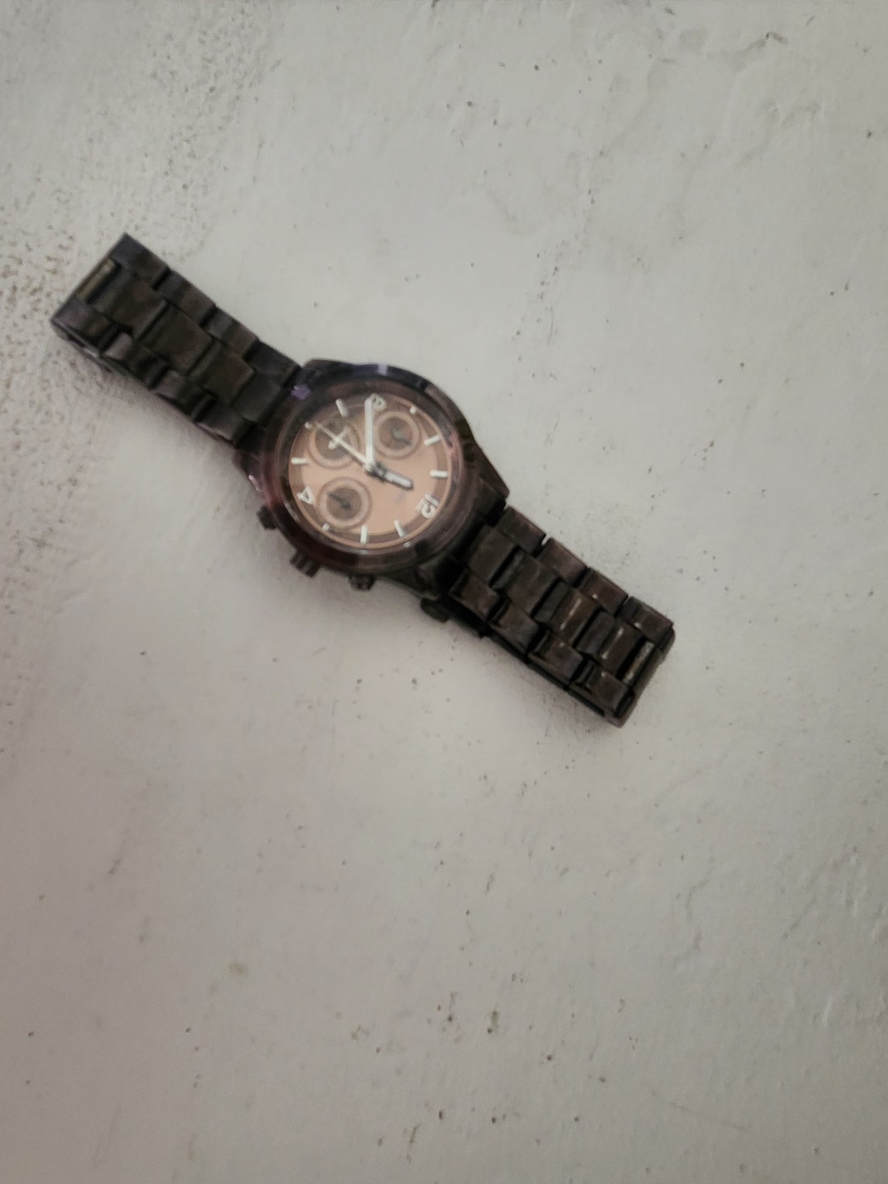 Guess Women's Black Metal Bracelet Watch with Brown Dial